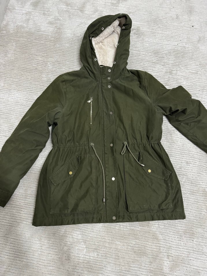 Kadın Kapüşonlu  Haki Mont - Görsel 3