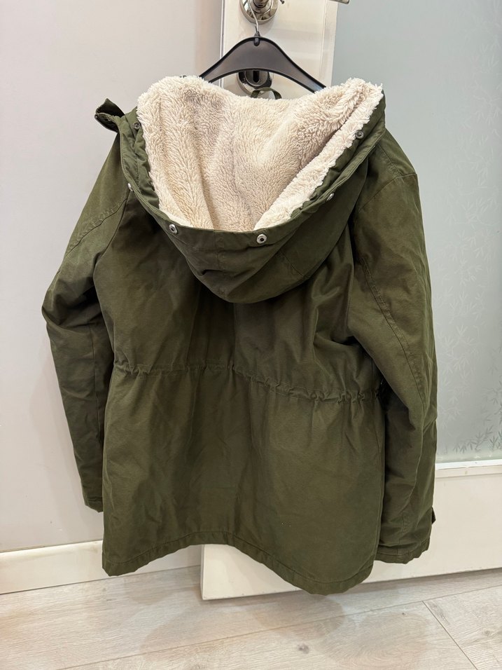 Kadın Kapüşonlu  Haki Mont - Görsel 2