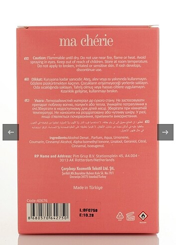 Beden Alberto Taccini Ma Chérie Kadın Parfümü 100 ml