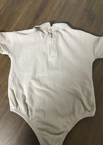 Bej ve beyaz Çocuk Kısa Kollu Polo yaka zıbın - Görsel 6