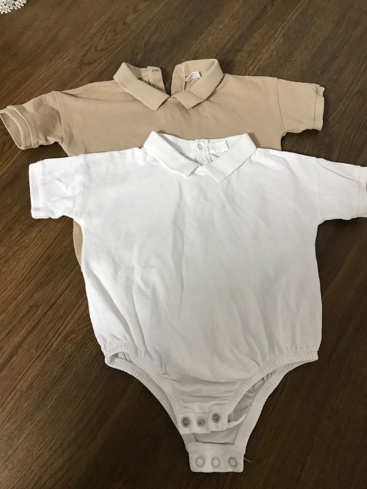 Bej ve beyaz Çocuk Kısa Kollu Polo yaka zıbın - Görsel 3