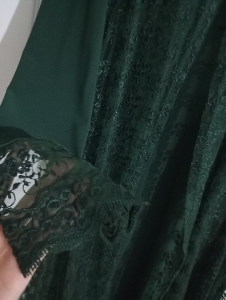 Yeşil Uzun Kollu  Kadın Elbise - Görsel 3