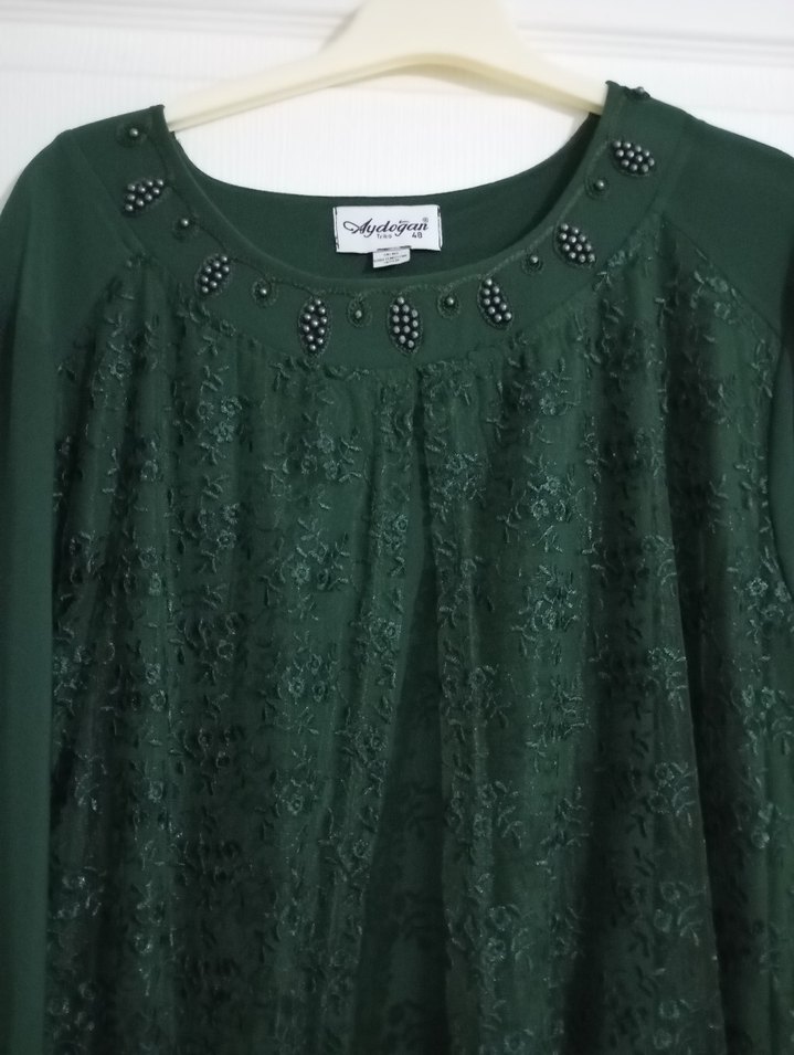 Yeşil Uzun Kollu  Kadın Elbise - Görsel 4