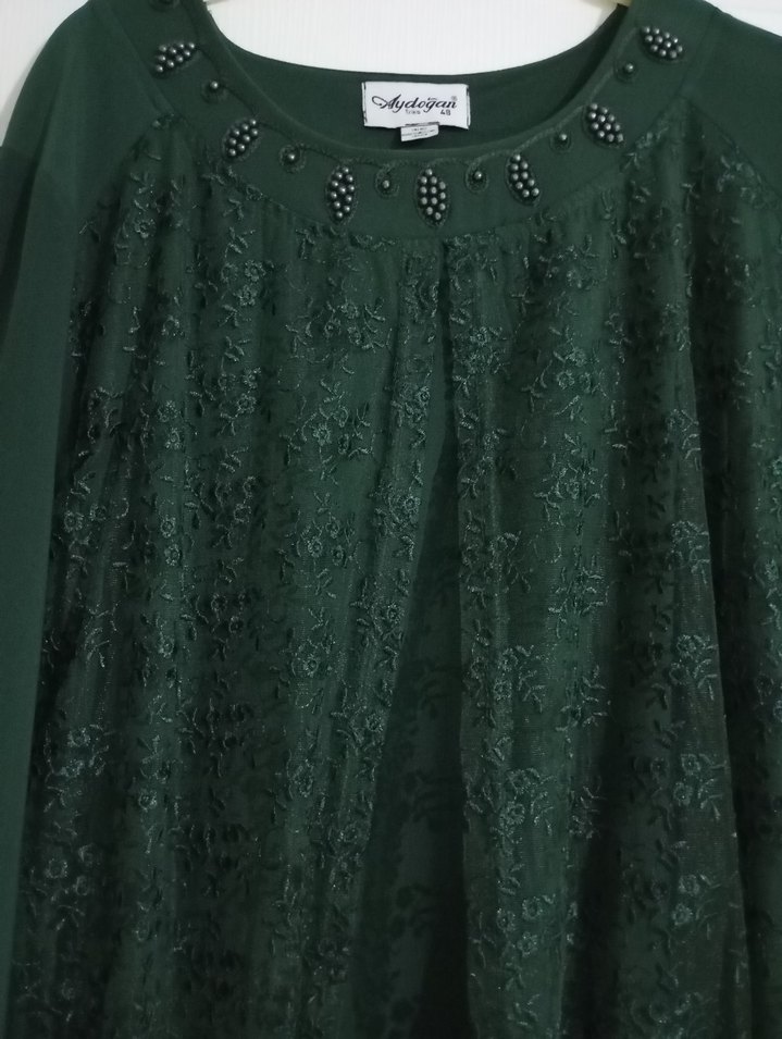 Yeşil Uzun Kollu  Kadın Elbise - Görsel 2