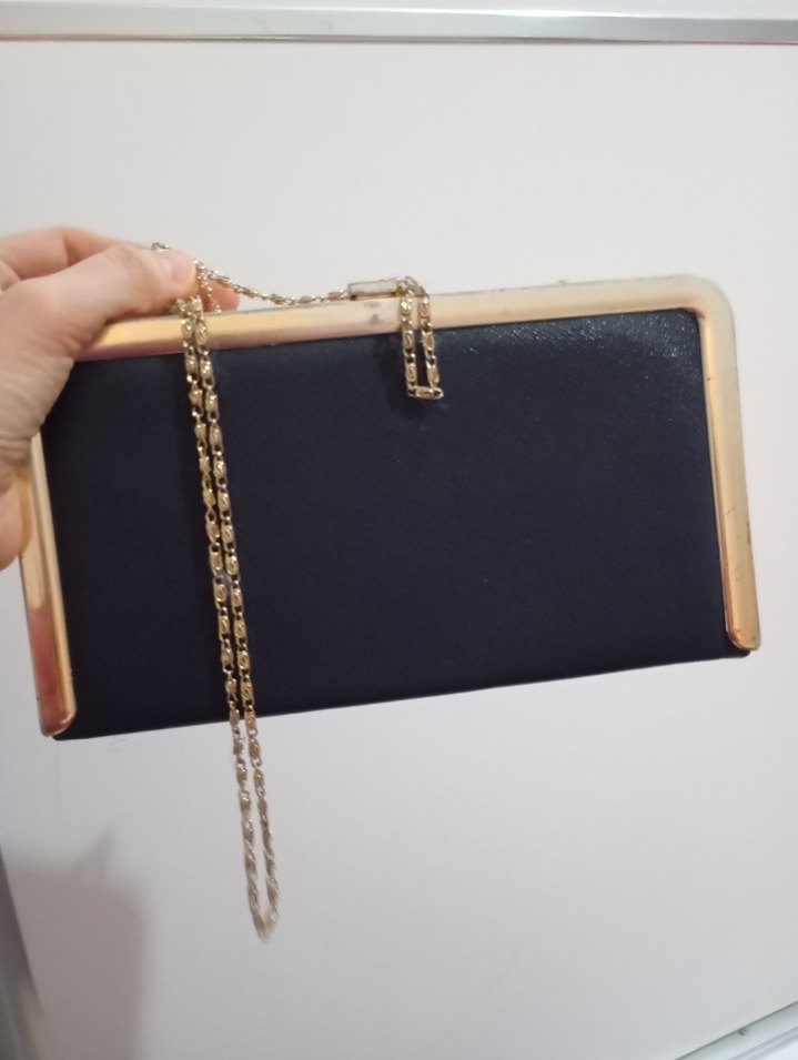 Minimalist lacivert Deri Kadın Portföy Çanta - Görsel 3