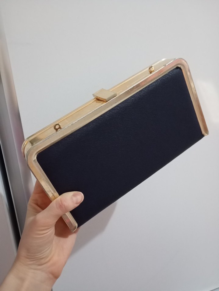 Minimalist lacivert Deri Kadın Portföy Çanta - Görsel 2