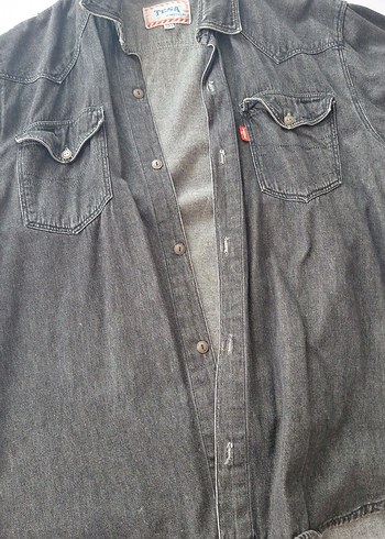Diğer Koyu Gri Denim Gomlek