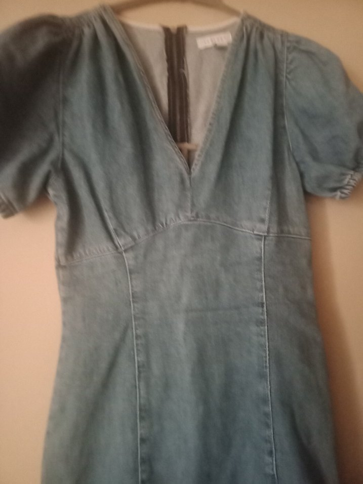 Kot Kumaşlı V Yaka Midi Elbise - Görsel 3