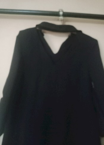 V Yaka lacivert elbise - Görsel 2