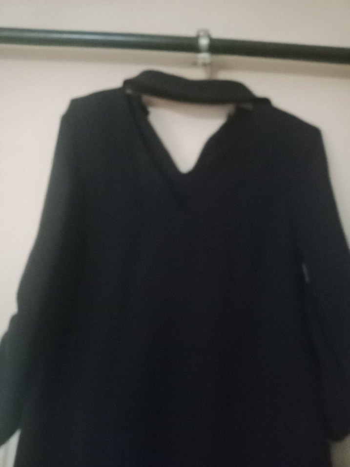 V Yaka lacivert elbise - Görsel 2