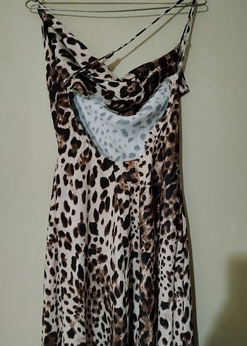 Leopar Desenli Uzun Askılı Bohem Elbise - Görsel 3