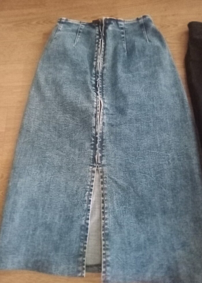 İki adet kot etek (siyah mavi) - Görsel 2