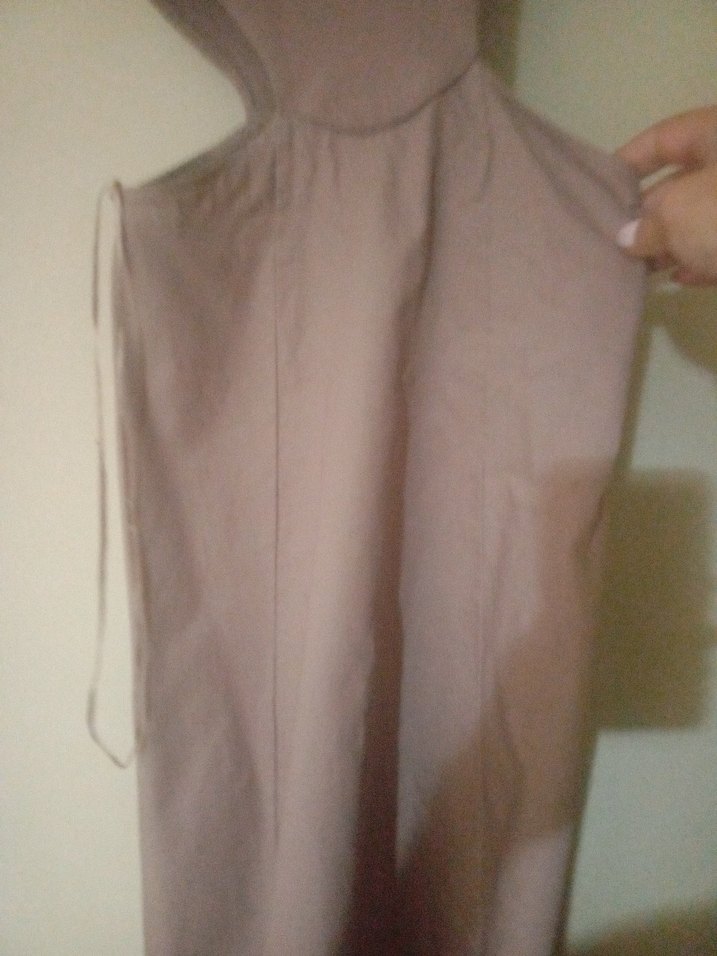 Bej Drapeli Uzun Kadın Elbise - Görsel 5