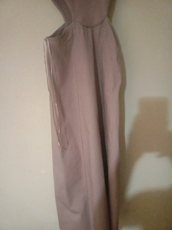 Bej Drapeli Uzun Kadın Elbise - Görsel 4