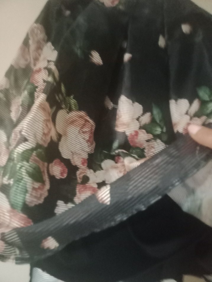 Çiçek Desenli Koyu Pembe Fırfırlı Etek - Görsel 3