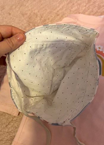 Uzun Kollu Pembe 50 spf güneş korumalı mayo üst ve şapka - Görsel 4