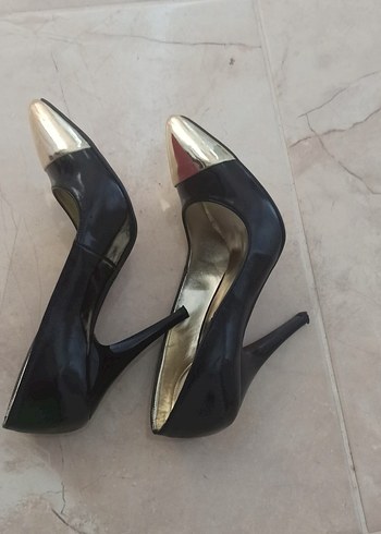 36 Beden siyah Renk Siyah Rugan Stiletto Topuklu Kadın Ayakkabı