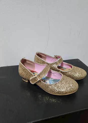 Kız Çocuk Altın Renkli Simli Babet Ayakkabı - Görsel 2