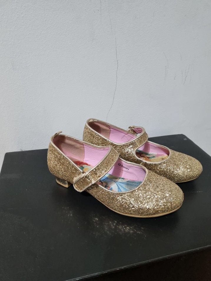 Kız Çocuk Altın Renkli Simli Babet Ayakkabı - Görsel 2
