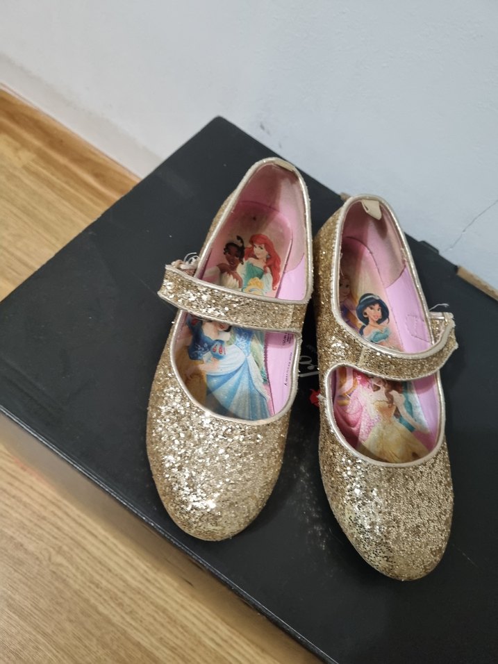 Kız Çocuk Altın Renkli Simli Babet Ayakkabı - Görsel 3