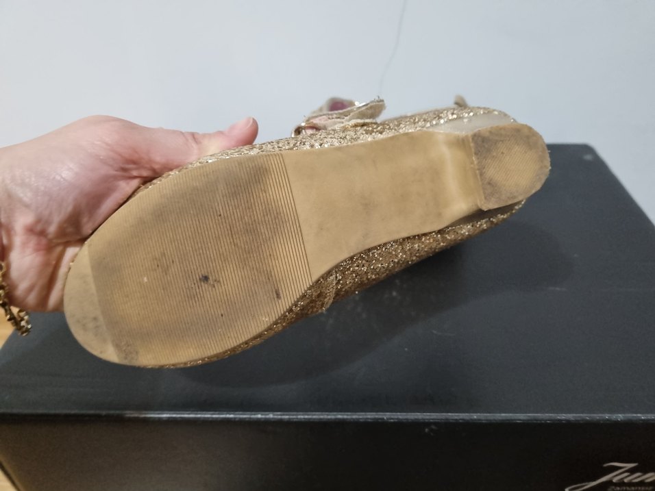 Kız Çocuk Altın Renkli Simli Babet Ayakkabı - Görsel 5