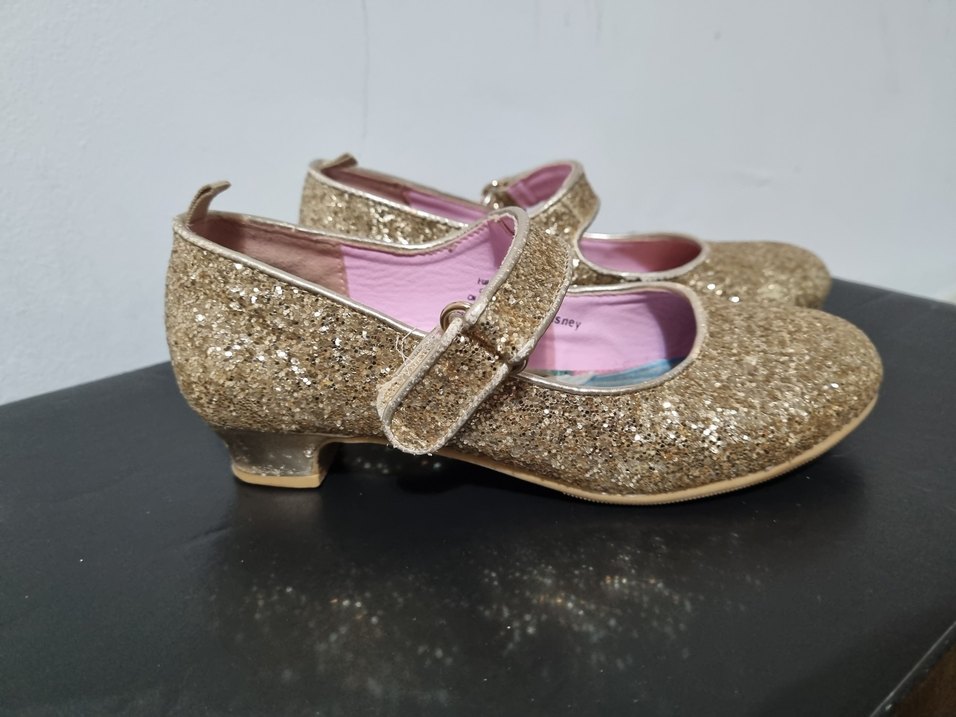 Kız Çocuk Altın Renkli Simli Babet Ayakkabı - Görsel 4