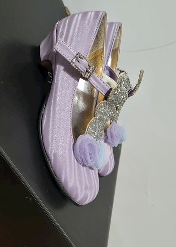 Kız Çocuk Mor Çiçekli Tokalı Babet - Görsel 2