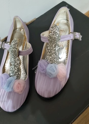 Kız Çocuk Mor Çiçekli Tokalı Babet - Görsel 5