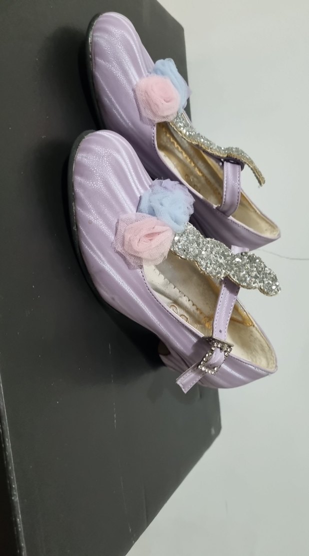 Kız Çocuk Mor Çiçekli Tokalı Babet - Görsel 4