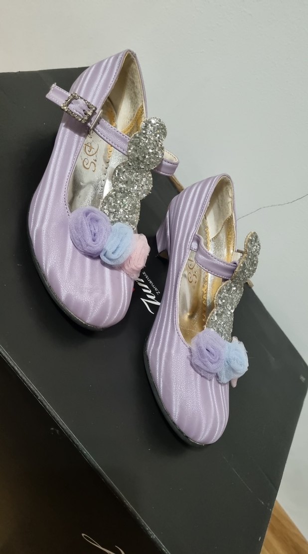 Kız Çocuk Mor Çiçekli Tokalı Babet - Görsel 3