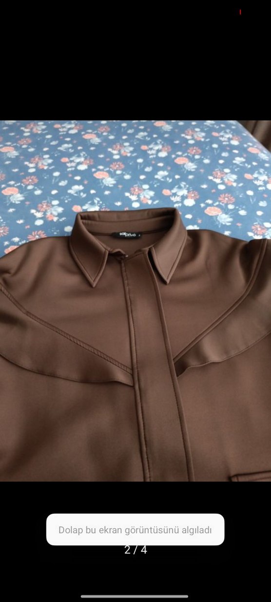 Düğmeli Uzun Kahverengi Kadın Kaban - Görsel 2