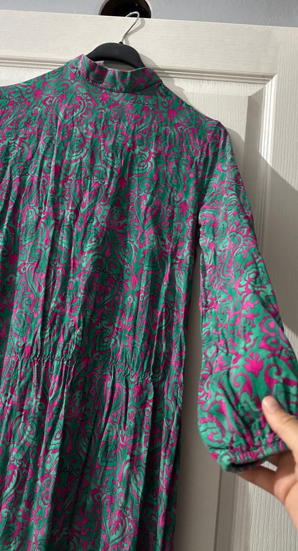 Pile Detaylı Uzun Bohem Çok Renkli Elbise - Görsel 2