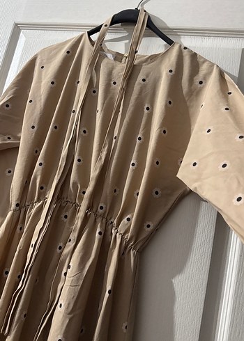 Bej Nakışlı Bohem Uzun Elbise - Görsel 2