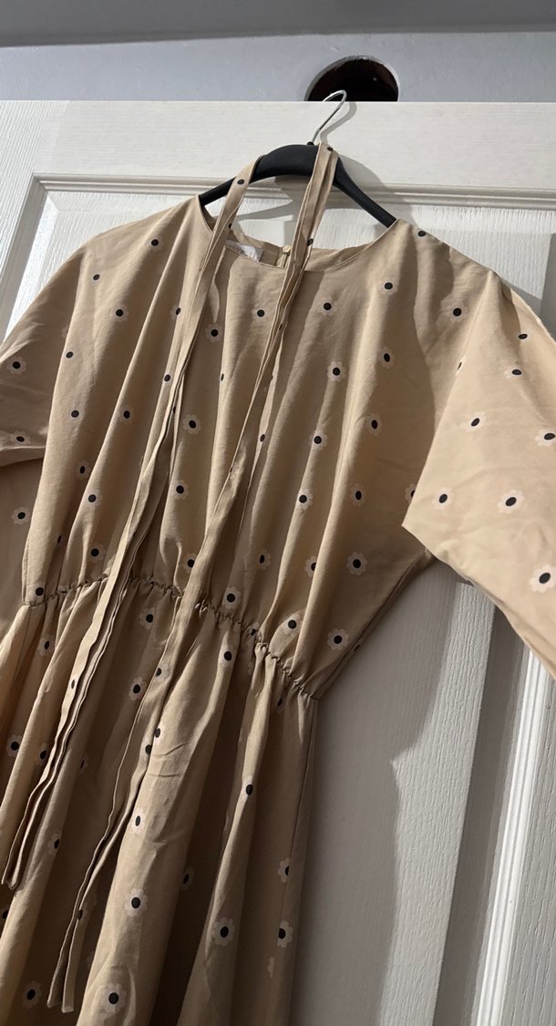 Bej Nakışlı Bohem Uzun Elbise - Görsel 2