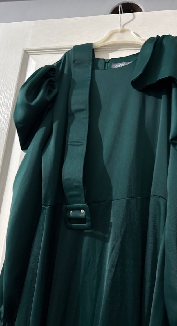 Yeşil Uzun Drapeli Kadın Elbise - Görsel 3