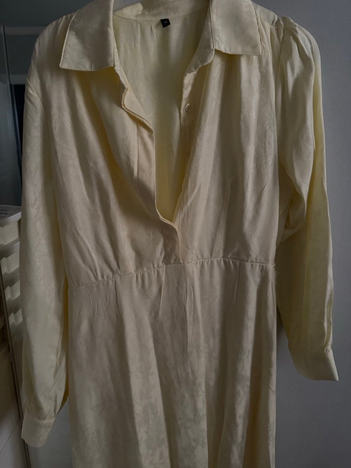 Bej Uzun Keten Bohem Elbise - Görsel 2