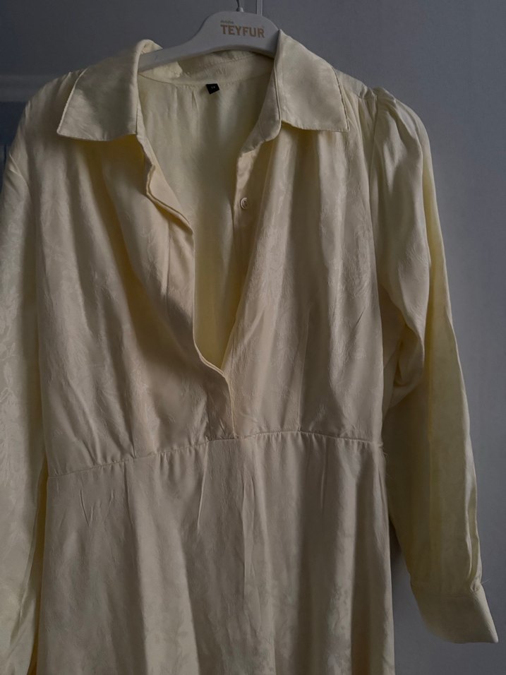 Bej Uzun Keten Bohem Elbise - Görsel 3