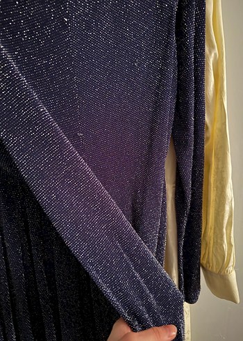 Uzun Siyah Drapeli Kadın Elbise - Görsel 3