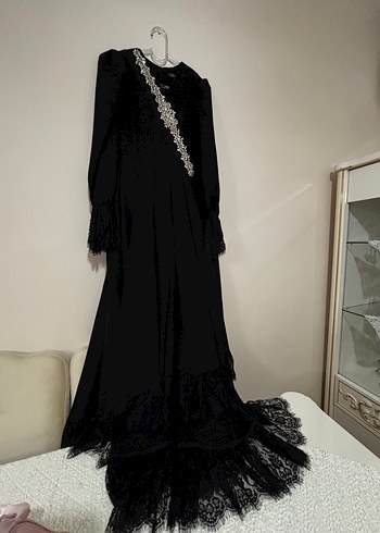 Siyah Gotik Uzun Abiye Elbise