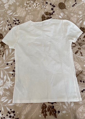 Kız Çocuk Beyaz Kısa Kollu Pamuklu Tişört - Görsel 4