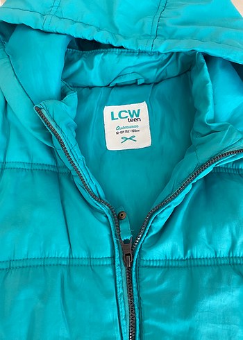 Parlak Turkuaz Kapüşonlu Kız çocuk Yelek - Görsel 4