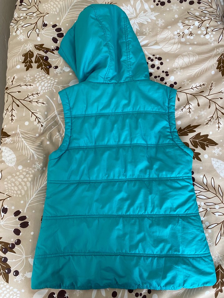 Parlak Turkuaz Kapüşonlu Kız çocuk Yelek - Görsel 2