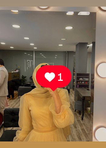 Altın Renk Drapeli Uzun Kollu Abiye Elbise - Görsel 3