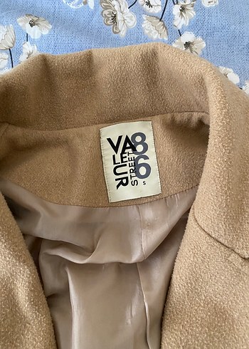 Bej Klasik Kesim Kadın Uzun Keten Kaban - Görsel 4