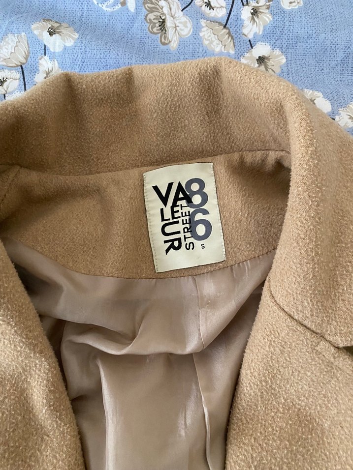 Bej Klasik Kesim Kadın Uzun Keten Kaban - Görsel 4