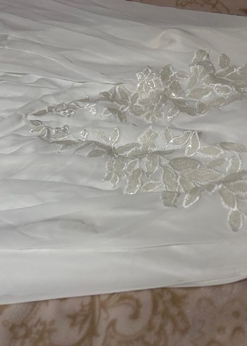 Yüksek Yakalı Uzun Kollu Beyaz A Kesim Gelinlik - Görsel 4