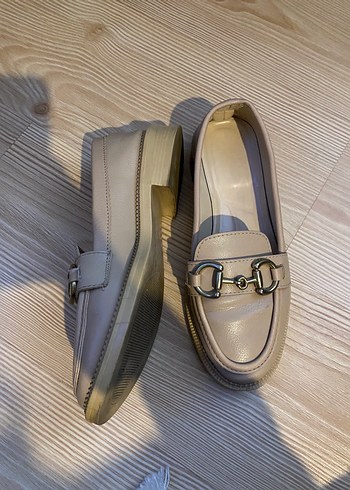 Bej Kadın Deri Stiletto Tokalı Loafer - Görsel 4