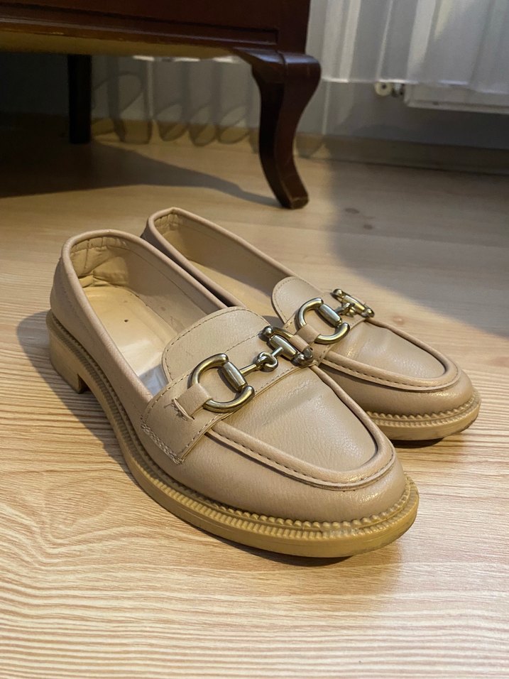 Bej Kadın Deri Stiletto Tokalı Loafer - Görsel 2