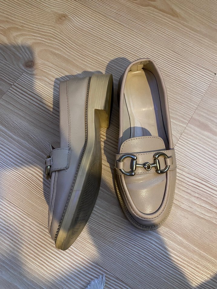 Bej Kadın Deri Stiletto Tokalı Loafer - Görsel 4