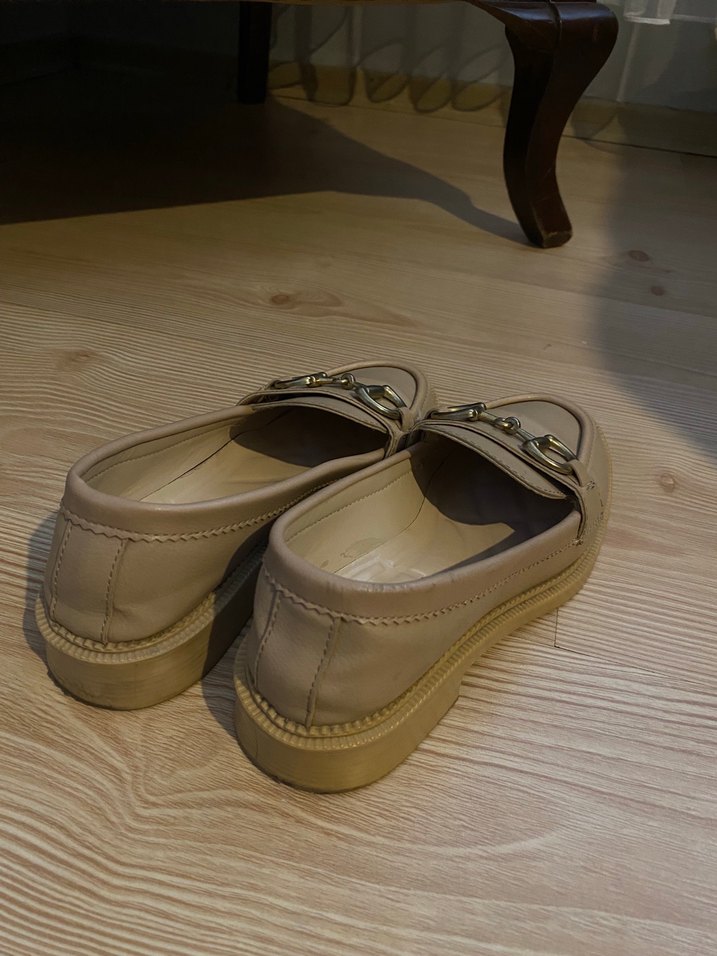 Bej Kadın Deri Stiletto Tokalı Loafer - Görsel 3